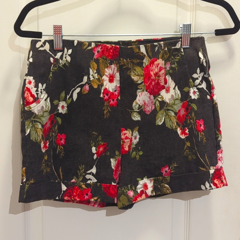 Shibestar Floral High Waisted Pull On Shorts Size Large